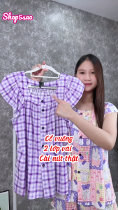 Đồ tole nữ bộ lanh mặc nhà áo cánh tiên cổ vuông quần đùi (43-75kg) SHOP5SAO-link 2