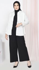 Celana Kulot Linen Highwaist Premium Panjang Pinggang Karet Kekinian