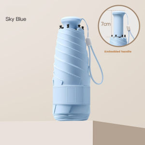 Ultra light mini telescopic handle dual-use sun protection and UV protection folding black rubber sun umbrella