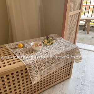 INS Style Pure Cotton Tablecloth Placemat Crochet Lace Cover Cloth Minimalist Idyllic Tablecloth Shooting Background Cloth Dustproof Props