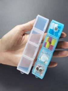 Transparent Long Medicine Box Elderly Portable Tablet Box Morning Afternoon Evening Bedtime Four Grids Integrated Storage Box