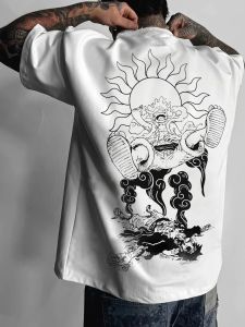 Bandai | ONE PIECE Animation T-shirt Luffy Printed Short Sleeve T-Shirt Mens and Womens 2025 Summer Fashion Casual Cotton Clothes Tops