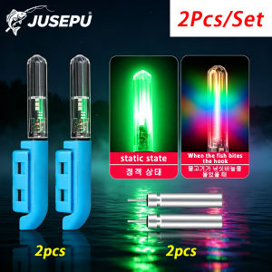 JUSEPU 2Pcs LED Fishing Rod Tip Light Bite Triggered Color Change Night Fishing Alarm with CR425 Battery.