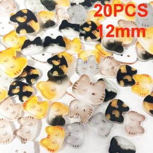 [CL]20Pcs 12/17mm Colourful Cartoon Cat Resin Buttons Cute Cat Two-eye Buttons DIY Kids Clothes Hats Socks Buttons[CL]