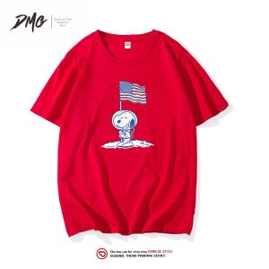 Snoopy Collaborative Summer New Loose Pure Cotton Short Sleeve Mens Trendy Brand INS Versatile Half Sleeve Top T-Shirt