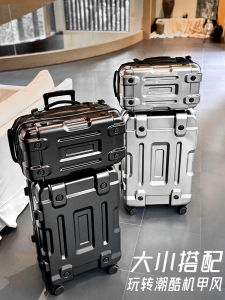 New 2025 Mens Travel Suitcase Password Lock Carry-On Hard Shell Polyester Lining Fashionable Trendy Youth Approved Spinner Wheels