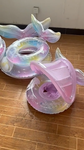 Phao bơi Nàng Tiên Cá cho trẻ em và người lớn nhựa PVC loại dày cao cấp thiết kế màu pastel cầu vồng
