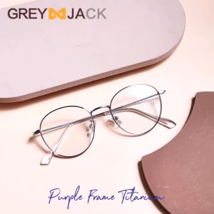 Grey Jack Frame Kacamata Bahan Titanium Model Oval Sangat Ringan Kokoh Fashion Wanita Style Simple Ringan Bisa Minus Antiradiasi Bluecromic 98553