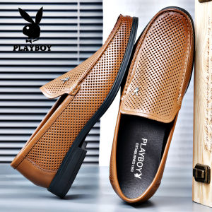 Playboy(Playboy) | Business Leather Shoes Brown Breathable Mesh Loafers