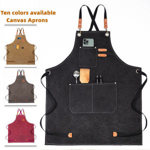 Canvas leather straps Strap-back type Coffee Shop Aprons Barber Working Bib Kitchen Cooking Aprons