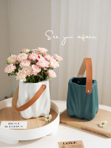 Luxurious Plastic Floral Vase Creative Handheld Imitation Ceramic for Living Room Fresh Flower Hydroponics Table Decoration Home Decor