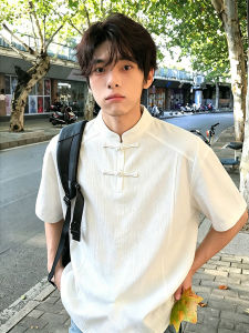 LIUBU | Traditional Chinese Style Contrast Splicing Short Sleeve T-Shirt