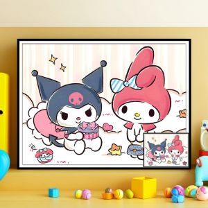 DIY Meileti Kuroko Diamond Painting Full Drill Cartoon Sanrio Cross Stitch Handmade Embroidery Kit Modern Simple Style Cotton Fabric