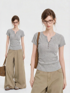 AUDISTY | Áo Thun Cổ Henley Ôm Sát