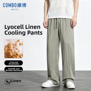 Mens Summer New Tencel Linen Leisure Pants