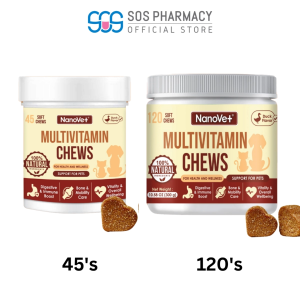 Nanovet Pet Multivitamin Chews For Cat and Dog (45Chews/120Chews) - For health & wellness