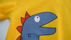 [zensasi] Baju Kaos T-Shirt Anak Laki-Laki Dan Perempuan Lengan Pendek Gambar Dinosaurus Warna Kuning Dan Biru