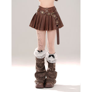 Váy Ngắn Xếp Ly Chữ a Màu Nâu Kiểu Mỹ Kellykitty Chân Dài Váy Ngắn Xếp Ly Ngắn Mùa Hè Cho Nữ