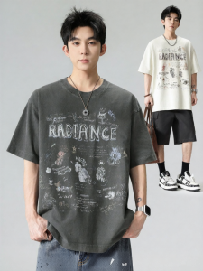 Wood soon | Retro Short Sleeve Loose Aged Letter Printed Cotton T-Shirt