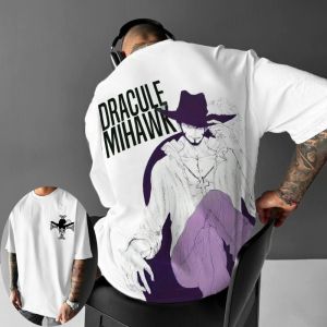 Bandai | One Piece Mens T-shirt Summer Dracule Mihawk Japan Classic Anime Autumn Boy Childrens Short-sleeved Loose Parent-child Outfit