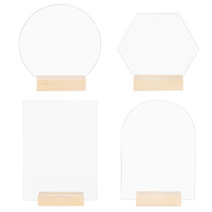 Giá Đỡ Thẻ Tên Bàn Bằng Acrylic Trong Suốt Với Đế Gỗ Giá Trưng Bày Số Bàn Đám Cưới Trang Trí Bàn Tiệc