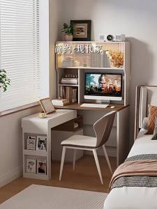 YANGYING | Rotating Folding Study Desk with Bookshelf Extendable Solid Wood