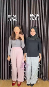 Gingham pants celana kulot wanita model pita cuquette korean style