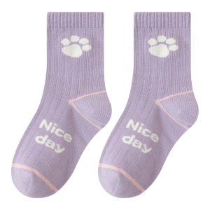 MiiOW | Kids Long Velvet Cotton Socks Anti-Ball Student No-Cuff Long Tube Socks Autumn Winter Style Cartoon Mid-Calf No Show Socks