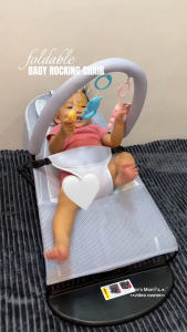 LUCKYBABE Foldable Baby Rocking Chair Multifunctional Toddler Balance Chair with 3 Point Safety Harness Portable Infant Rocker