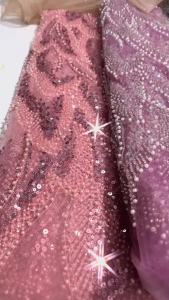 Kalume African Lace Fabric High Quality Newest French Tulle Lace Fabric with Sequins For Women Dresses Wedding Party F4284