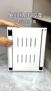 Expandable Kitchen Cabinet Pull-Out Basket Kitchen Drawer for Dishes Bowls and Separated Seasoning No Installation No Punching