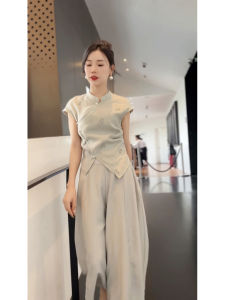 New Chinese Style Retro National Trend Set Skirt Top Two Piece Set Women 2024 New Summer Match Whole Set Polyester Fiber