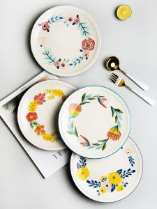 Đĩa Đựng Súp Bằng Gốm Sứ Trang Trí Bằng Tay Cỡ Lớn Đĩa Đựng Thức Ăn Mùa Xuân Hè Thu Đông Đồ Dùng Ăn Uống Thiết Yếu Cho Gia Đình