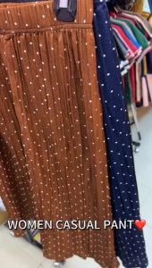 WOMEN CASUAL PANT POLKA DOT DESIGN/SELUAR JALAN/SELUAR DOT/SELUAR PANJANAG TIGA SUKU COTTON STRETCHABLE GOOD QUALITY READY STOCK
