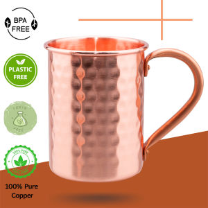 400ml Vintage Pure Copper Cup Thickened Hammer Texture 100% Copper Breakfast Milk Coffee Mug Handcrafted Tea Tumbler Drinkware