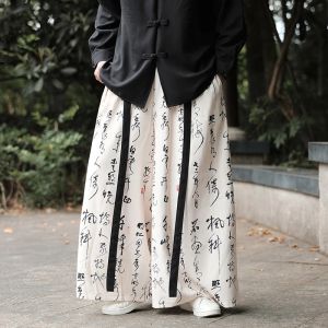 M-5XL Plus Streetwear Hakama Kung Fu Pants with Wide Bottom Wushu Kimono Chinese Mens Wide Pants for Mens Japanese Style XXXXXL