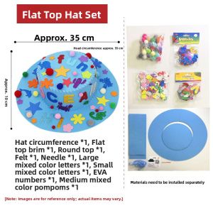 Creative DIY Hat Material Kit Handmade Corrugated Paper Non-Woven Fabric Graffiti Painting Stick British Style for Kids