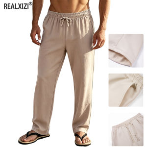 New Mens Casual Breathable Pants Summer Solid Color Elastic Waist Trousers Sweatpants Loose Fitness Lightweight Streetwear