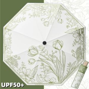 UPF50+ Sun Umbrella Romantic Flower Language UV Protection Women Umbrella Vinyl Coating Rain Parasol Sun Shade Folding Umbrellas