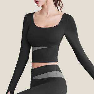 เสื้อยืดวิ่งแขนยาวบุขนแกะสำหรับฤดูใบไม้ร่วงและฤดูหนาว สำหรับผู้หญิง วิ่งกลางแจ้ง โยคะ แห้งเร็ว ไม่มีรอยตะเข็บ เสื้อผ้ากีฬาสำหรับผู้หญิง