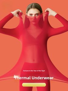 MiiOW | Warm Thermal Underwear Womens Red Lucky Year Wedding Seamless Base Layer Constant Temperature Hyaluronic Acid Base Shirt