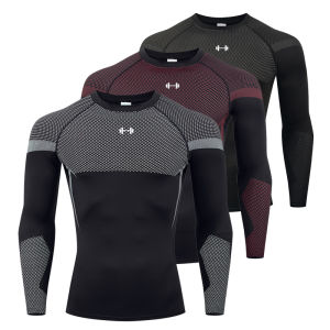 Sports T-shirt Mens Quick Drying Long Sleeved Sports T-shirt Tops Gym Fitness Tight Fitting Shirt Training Running T-shirt Men