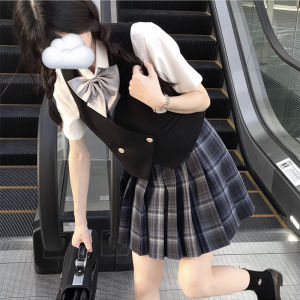 Basic Style JK Vest Easiest for Match Preppy Style JK Uniform Japanese Style Style Suit Vest Outwear Womens Autumn and Winter Black