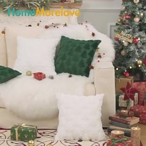 Christmas Throw Pillow Cover Soft Plush Christmas Tree Pillowcase For Living Room Bedroom Christmas Party Decor 1pc 18X18 Inch