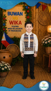 Baby Fourths Couture Buwan ng Wika Ethnic Embroidered Barong Tagalog Modern Organza for Kids Cultural Events Philippines