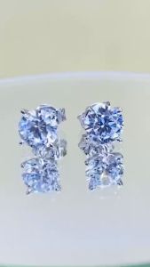 Khuyên tai bạc nữ xi bạch kim nụ 4 chấu chuôi đẩy cao cấp size từ 4 - 9mm Bông tai bạc nam xi vàng trắng trắng Hoa tai bạc thật thiết kế sang trọng và đẳng cấp - KIM LỘC PHÁT B4CDCC