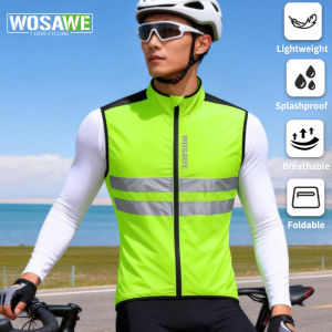WOSAWE Ultralight Cycling Vest Sleeveless Bicycle Gilet Water Resistant Windproof Outdoor MTB Sports Wind Vest Night Visibility