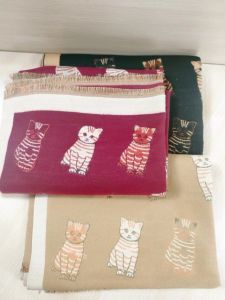 Warm Faux Cashmere Cat Cartoon Pattern Scarf Stylish Winter Versatile Student Shawl Womens Neck Warmer Fashionable Trendy