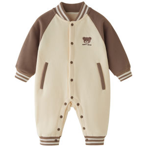 Baby Baseball Uniform Jumpsuit Spring & Fall Super Cute Bear Fleece Romper Baby Going out Clothes Spring Clothing
