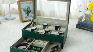 12-slot Lockable Watch Storage BoxJewelry Display Box With Drawers 2-tier Watch And Glasses Display Box With Glass Lid